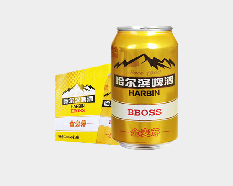 哈尔滨啤酒听装啤酒金麦芽330ml24罐