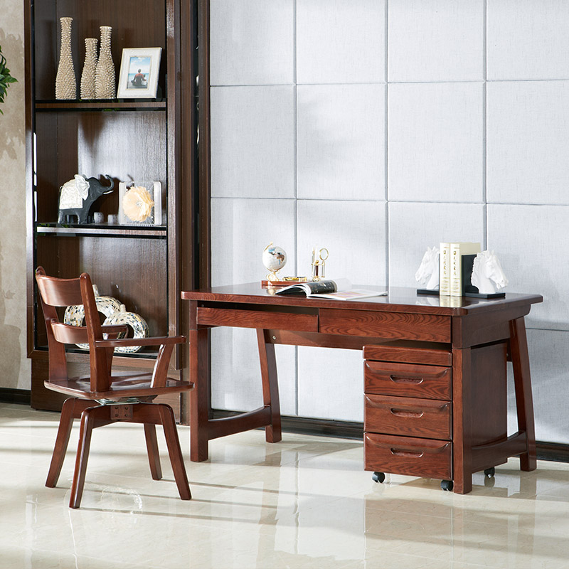 光明家具 进口水曲柳全实木书桌 现代中式写字桌电脑桌办公桌