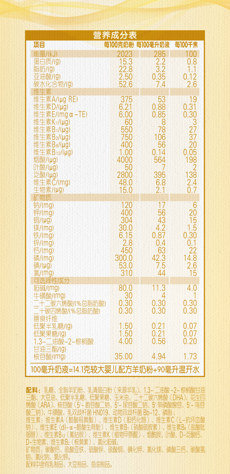 伊利金领冠悠滋小羊羊奶粉700g罐